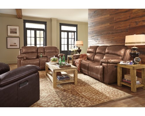  Fenwick Leather Power Reclining Sofa with Power Headrests Brown